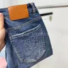 Luxuriöse Herren-Jeans, Designer-Jeans mit schwerem Prozesswaschwasser-Stretch, schmale Jeans für Herren, blaue Stickerei-Hose 3s8936