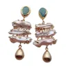 Hoop Huggie Yygem Woman Earrings Freshwater 32x31mm Pink Biwa Pearl Green Ite Stud Fashion Jewelry Gift 230912