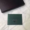 Designer Classic Leather Male Female Triangle label Alphabet Wallet Leather Premium credit card holder with box card bag