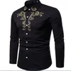 Брендовая модная мужская рубашка поло с длинным рукавом и вышивкой, повседневная мужская классическая рубашка высокого качества, приталенная рубашка