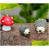 Gartendekorationen Großhandel20 Sets /Igel und Pilze aus Harz/Miniaturen/Schöne Tiere/Feenzwerg/Terrariumdekoration/Kunsthandwerk D Otnk0