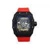 Luksusowy zegarek Richarmilles Nowy czarny wskaźnik mechaniczny przezroczysty Hollow Out x6L3 L