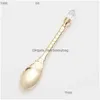 Flatware Sets Gifts Crafts Retro Style Coffee Spoon Dessert Diamond Bit Cake Mixing Q230828 Drop Delivery Home Garden Kitchen Dining B Dh9Mz