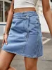 Kjolar glcmyaya eleganta kvinnor sommar denim kort kjol mode oregelbunden midja sexig mini jeans casual kvinnliga kläder