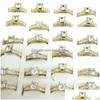 Bandringen 10 stks/Lot roestvrijstalen bandring Big Zirkon Crystal Rhinestone Women Maat 6 tot 11 Wedding Gift Sieraden Drop levering Dhojh