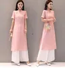 Grundläggande avslappnade klänningar Vietnam Ao Dai Spring Cheongsam Dress Chinese Style Womens 230911