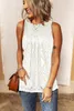 Women's Tanks Red Lace Hollow Out Sleeveless T-Shirt Tank Top Women Sexy O Neck Elegant Tops