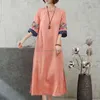 Basic Casual Dresses 2023 Chinese Embroidered Hanfu Qipao Dres Traditional National Style Spring Summer Casual Daily Loose Cheongsam 230911