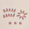 False Nails 24Pcs/Set Nail French Light Blue Glitter Fake Tips Full Cover Acrylic Art Decoration For