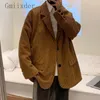 Abiti da uomo Gmiixder Giacca da uomo in velluto a coste da uomo Hong Kong Giacca vintage marrone da streetwear Gioventù Autunno Inverno Cappotto casual da uomo allentato