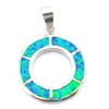 Women jewelry Necklace Circle Jewelry Fashion Fire Opal Pendant Mexican Opal Necklace 925 Stamped