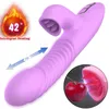 Adult Toys Heating Telescopic Rotating Dildo Vibrator G Spot Clitoris Licking Tongue Stimulator Rabbit Thrusting Sex Toy for Woman 230911