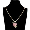 Or 18 carats Zircone Cubique Flèche Coeur Percé Collier ensemble de bijoux bling Glacé Amour Pendentif Hiphop Colliers femmes hommes chaîne en acier inoxydable