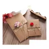 Gratulationskort Creative DIY Vintage Kraft Paper Hand Made Dried Flower Tack Card For Birthday Valentines Christmas Drop Deliver Otd8w