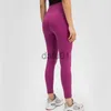 Active Pants L-28B Solid Color Naked Feeling Yoga Pants High Rise Sport Outfit Women Outdoor Elastic Leggings Running Fitness Tights With Midjeband X0912