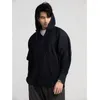 Men's Hoodies Miyake Pleated For Men Black Hoodie 2023 Solid Color Coat Breathable Loose Drawstring Casual Top Man Clothing