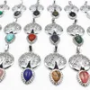 Rich Lucky Tree of Life Charms Water Drop Natural Stone Quartz Pendant Healing Crystal Jewelry Making Gift Wholesale