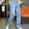Dżinsowe dżinsy hip hop streetwear y2k jogging spodażne kobiety luźne szerokie nogi żeńskie goty