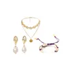 Bracciale Orecchini Collana Moda Conchiglia Stella marina Set di gioielli con perle imitazione Set di 3 pezzi Regalo di compleanno per donna Dhvul