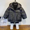 Casaco para baixo 2023 meninos de inverno manter quente jaquetas moda crianças com capuz outerwear roupas de algodão meninos engrossar parkas à prova de vento 4-12 anos r230912