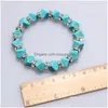 Bangle New Fashion 10Pcs/Lot Classical Vintage Turquoise Bracelet Bangle Cute Pendant Tibet Sier Natural Stone Gifts Drop Delivery Dhyks