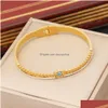 Bangle Marca de Luxo 18K Gold Evil Eye Clover Bangle Ins Estilo Pulseira de Aço Inoxidável para Mulheres Presente Gota Entrega Dhqfe