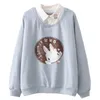 Sweat à capuche pour femmes, mignon, Anime, adolescentes, Kawaii, doux, manches longues, bleu, rose, hauts pull