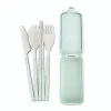 Vete Straw Folding Cutlery Set Kid Knife Fork Spoon Chopsticks Portable Dinnerware Kits Flatvaruuppsättning för resande camping G0912