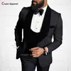 Men's Suits Blazers est Men Suit Sets Velvet Shawl Lapel Jacquard Blazer Wedding Party Fashion Outfits Evening Dinner Elegant Costumes 3 Pieces 230912
