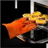 Oven Mitts Sile Gloves Heat Resistant Anti Slip Kitchen Baking Grill Thick Z230810 Drop Delivery Home Garden Dining Bar Bakeware Dhbwy