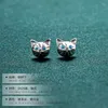 Stud Earrings Style Two-tone Color Blue Eyes Kitten Couple Gifts To Girlfriend Simplicity Zircon Exquisite Jewelry