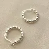 Boucles d'oreilles créoles tendance couleur argent or, anneau de perles géométriques pour femmes et filles, cadeau à la mode, bijoux, livraison directe, vente en gros