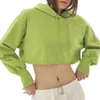 Damen-Kapuzenpullover mit Kapuze, kurzer Kapuzenpullover, bauchfrei, für Straße, Freizeit, Mode, Sport, Pullover, langärmelig, Oberteil, L, leichtes Damen-Sweatshirt