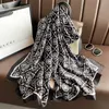 15% rabatt på Diamond Plaid Silk Satin Surface Chiffon Thin Soft High-End Black White Simple and Versatile Scarf For Women