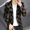 Costumes pour hommes Printemps Hommes Casual Blazer Style britannique Business Slim Fit Plaid Costume Manteau À Manches Longues Mâle Formel Veste À Boucle Unique