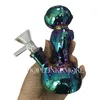 4.65 Mini Electroplating Iridescent Astronaut Glass Smoking Water Pipes Recycler Dab Rigs with Inline Percolator Color Randomly with 14mm Male Joint Bowl