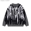 Herrtröjor Menströjor Antarktis Velvet Ferret Threedimensional Jacquard Knitwears Stripe Tassels Treeater Unisex Overdimensionerad runda nacke Pullover Knit 230808