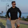 Suéter masculino moda inverno com capuz suéter masculino quente gola alta suéter slim fit pulôver clássico tricô pull homme l230912