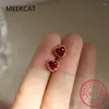 Boucles d'oreilles en argent Sterling 925, cœur rouge pour femmes, tempérament de luxe, bijoux de fête de mariage, accessoires, cadeau pour petite amie Eh848