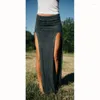 Skirts 2023 Arrival High Waisted Sexy Womens Double Slits Summer Solid Long Maxi Skirt Wholesale Valentine's Day Gifts