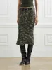 Skirts Camouflage Fishtail Fashionable Personality Y2k Package Hip Slim Slit Denim Half-body Skirt Female 2023 Fall