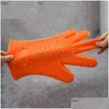 Oven Mitts Sile Gloves Heat Resistant Anti Slip Kitchen Baking Grill Thick Z230810 Drop Delivery Home Garden Dining Bar Bakeware Dhbwy