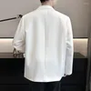 Trajes de hombre chaqueta Blazer informal blanco y negro elegante traje de gran tamaño abrigo masculino sólido un botón prendas de vestir exteriores sueltas