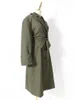 Women's Trench Coats EAM Women Green Irregular Big Size Lapel Long Sleeve Loose Fit Windbreaker Fashion Spring Autumn 2023 1DE2795 230912