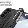 Custodia per telefono Vogue con cerniera magnetica di lusso per Samsung Galaxy Z Folding Fold5 5G Staffa invisibile Supporto per slot per penna scorrevole Cavalletto Membrana Custodia pieghevole resistente