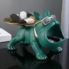 Decorative Objects Figurines Cool French Bulldog Butler Dcor with Tray Big Mouth Dog Statue Storage Box Animal Resin Sculputre Fig223U