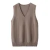 Wool Knitted Vest For Women Spring And Autumn Style Pure Color V Neck Pullover Sweater