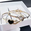 Titanium stalen armband open manchet rosé goud 18k liefdespaar armband zilver mixstijlen kristal strass bloemen klaver sieraden Koreaanse mode charme armband