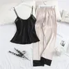 Women's Sleepwear Sexy Sleeveless Pajamas Suit Female V-neck Sleep Set Nightwear Intimate Lingerie Women Home Clothing Satin Pyjamas