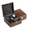 Коробки для часов Коробка для хранения из орехового дерева Роскошный деревянный органайзер для мужчин Коричневый механический чехол для коллекции браслетов